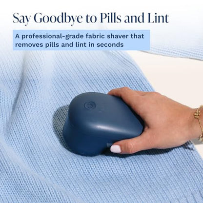 Nori Trim Fabric Shaver - Lint Remover for Clothes & Furniture Couch Pilling - Sweater Pill Remover - Clothes Shaver with 6 Precision Blades - Wireless and Rechargeable - Navy - color: Navy