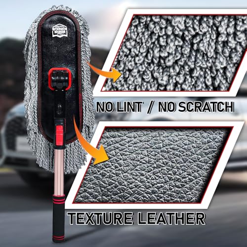 Car Duster Exterior Scratch Free - Microfiber Car Brush with Extendable Handle (27-36'') - Soft Auto Dusting Tool for Pollen & Dust Removal on SUV, Truck, RV & Motorcycle(Wax-Free Design) - color: Grey6
