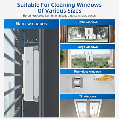 Lcoco&Dream GLE 350 Window Cleaning Robot with 2-Nozzle Dual Spray, Smart Path Planning & Cleaning Modess, Remote Control Smart Window Robot for High-Rise Windows, Mirrors & Glass Doors & Marble