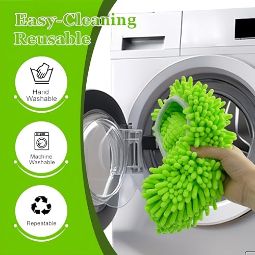 4-Pack Thickened Heavy-Duty Chenille Mop Pads Compatible with Swiffer Sweeper and All Other 10-12 Inch Mops, Reusable Wet & Dry Mop Refills
