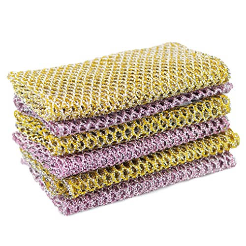 The Crown Choice Heavy Duty Non-Scratch Dish Scrubbers for Cleaning Dishes & Pots (6Pcs) - Replace Kitchen Sponges for Dishwashing with Our Scouring Pads - Try Our Alternative Dish Washing Scrub - color: 3pk Scourer (6pcs)
