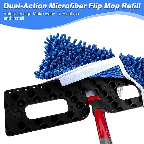3 Pack Mop Heads Replacements Compatible with O-Cedar Dual-Action Flip Mop, Double-Sided Microfiber Chenille Mop Refills for Dry Wet Use, Washable Reusable Floor Cleaning Pads | Double-sided microfiber chenille refills for wet dry floor cleaning. Washable
