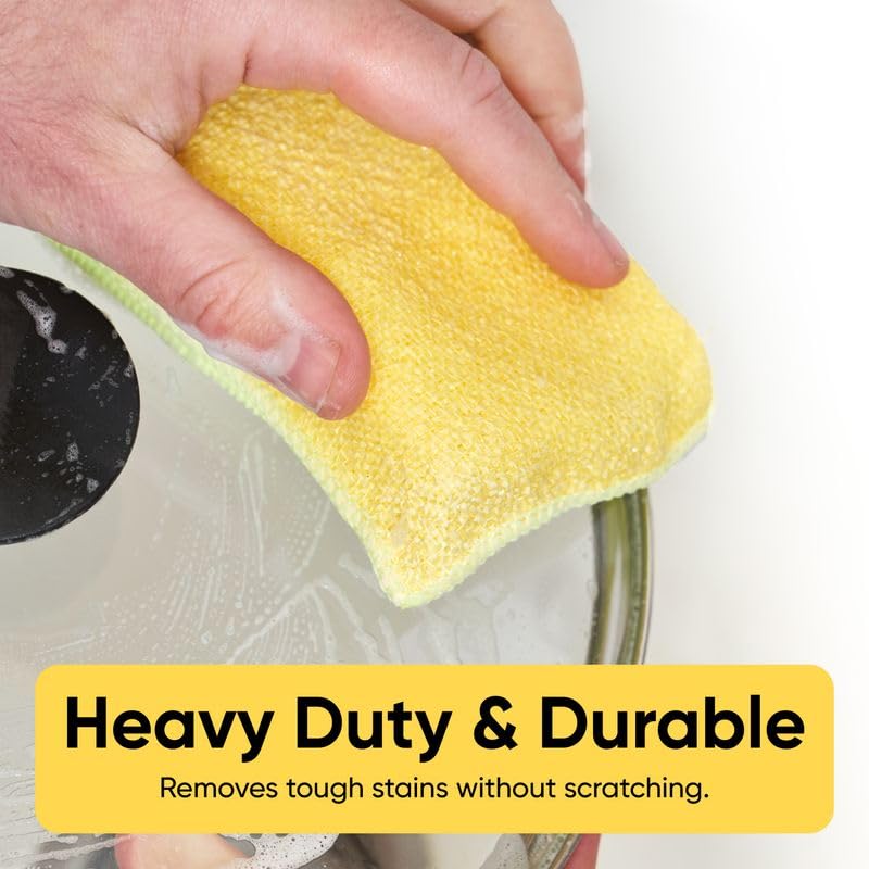 Miracle Microfiber scrubbing Sponges Non-Scratch Sponge Scrubber Heavy Duty Multi-Purpose Cleaning of Dishes, Kitchen, Baths, and Countertops, Machine Washable, 3 Pack, by Superio