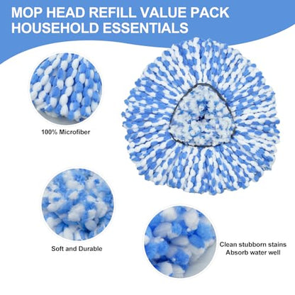 Mop Replace Head, 6 Pack Mop Heads Replacements for Oceda RinseClean 2-Tank System, Spin Mop Replacement Head, Microfiber Mop Refills, Machine Washable and Deep Cleaning (NOT for 1-Tank System)