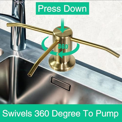 Soap Dispenser for Kitchen Sink, Built in Sink Soap Dispenser, Countertop Soap Dispenser Pump with 47" Extension Tube kit, No Need to Fill Little Bottle Again, Golden - color: Golden