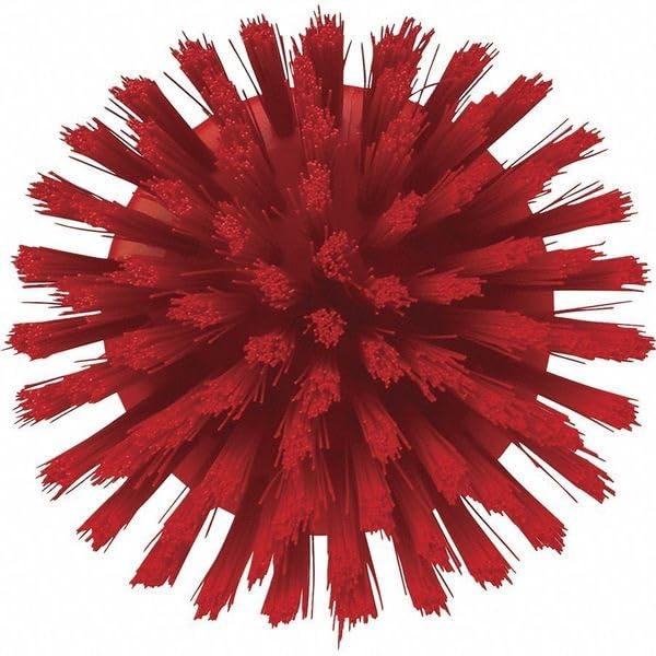 3 3/4 in W Scrub Brush, Stiff, 3 in L Handle, 3 3/4 in L Brush, Red, Plastic, 5 in L Overall - 1 Each - color: Red