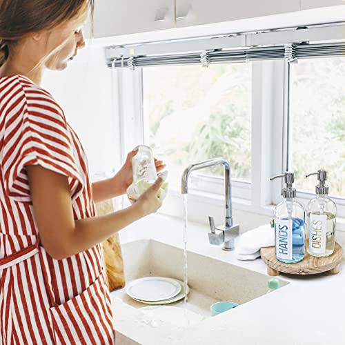 JASAI 2Pack 18OZ Glass Soap Dispenser with Rustproof 304 Stainless Steel Pump, Kitchen Soap Dispenser for Hands & Dishes (White) - color: White With White Pump
