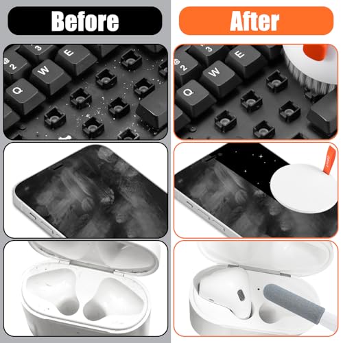 walrfid 2 Pack Laptop Phone Screen Cleaner Kit, Computer Keyboard Brush Cleaning Spray for iPhone AirPods MacBook iPad, 20-in-1 Electronic Device Tool for Camera Earbud TV Tablet Car Screens, White - color: 2PCS-White