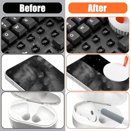walrfid 2 Pack Laptop Phone Screen Cleaner Kit, Computer Keyboard Brush Cleaning Spray for iPhone AirPods MacBook iPad, 20-in-1 Electronic Device Tool for Camera Earbud TV Tablet Car Screens, White - color: 2PCS-White