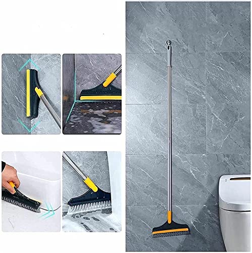 2 in 1 Tiles Cleaning Brush, Bathroom Cleaning Brush with Wiper, Bathroom Brush with Long Handle, 120° Rotate Bathroom Floor Cleaning Brush (Pack of 1) (Tiles Cleaning Brush) - color: Tiles Cleaning Brush