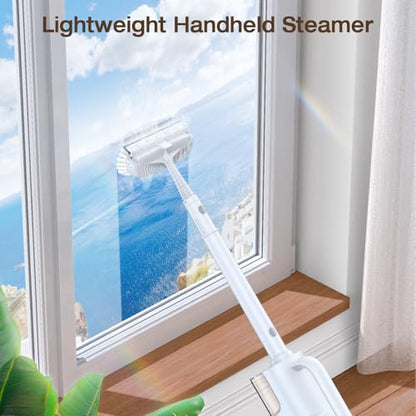 Steam Mop with Detachable Handheld Steam Cleaner, 10-in-1 Multi Accessories, Quick 10s Heat, 350ml and 2-Level Steamer for Cleaning Floor, Carpet, BBQ Grill, Tile, and Grout, Light White - color: Light White