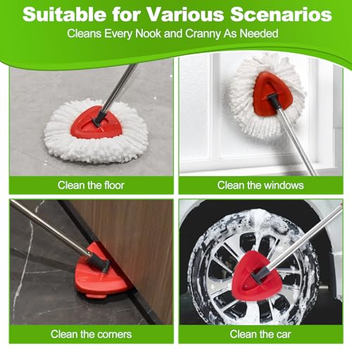 Mop Heads Replacements for O Cedar,Mop Replace Head for Ocedar Easywring 1 Tank,Include 3 Spin Mop Replacement Head 1 Scrub Brush and 1 Mop Base Deep Cleaning & Machine Washable - color: White