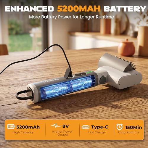 MulWark Electric Grill Brush for Outdoor, 2026 Upgraded BBQ Grill Cleaner with 2 Heads, 480RPM Cordless Motorized Cleaner, 5200mAh Grill Cleaning Brush 6-Piece Kit with Degreasing Pad and Glove