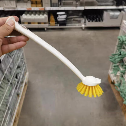 2 Pcs Scrub Brush with Handle 11'' Dish Scrubber Brush Kitchen Sink Brush Long Handle Dish Cleaning Brush for Kitchen Dishes Pot Sink Cleaning,Yellow - color: Yellow