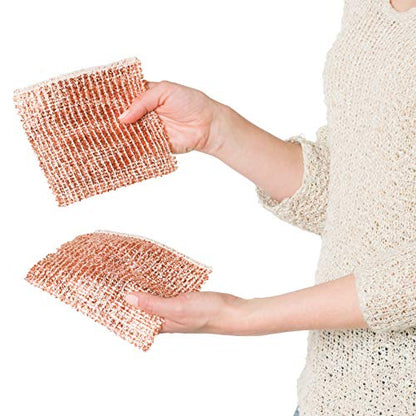 Redecker Copper Cleaning Cloth, Set of 2, Standard Size – Non-Scratch Scrubber for Pots, Pans, Sink & Stainless Steel – Reusable Metal Cleaning Cloth, Made in Netherlands - size: Standard - 5.5 x 5.7 inches