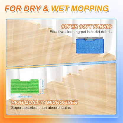 Reusable Replacement Pads Compatible with Shark Vac Pad VM252 VM251 VM200 VM200C VM190 VM252C QM250 VM250 VC205 Vacuum Mops Vacuum Mop Refills Upgraded Design of Dirt Chamber, 1+2+2 Pack - color: 1 Green+ 2 Blue
