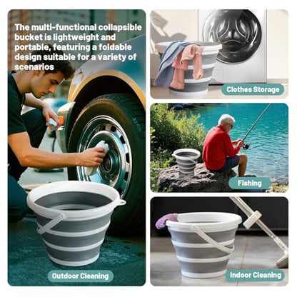 Collapsible Water Bucket (10L / 2.6 Gal) – Portable, Easy to Carry & Store, Ideal for Car Wash, Cleaning, Camping, Fishing, Outdoor Activities with Collapsible Handle Design, 2 Pack - size: 2 Pack