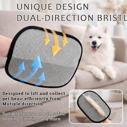 Magic Brush Pet Hair Removal & Mini Pet Hair Remover Tool – Newly Upgraded Reusable Electrostatic Pet Hair Remover Glove for Clothing, Couch, Bed, Carpet & Car Seat (Black) - color: Black