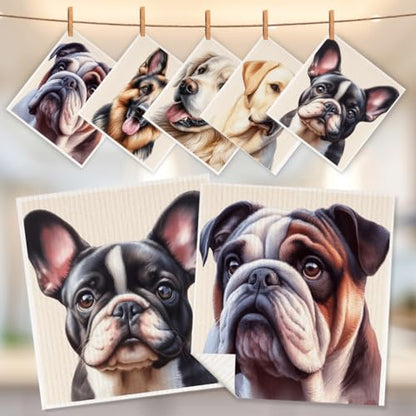 5 Pcs Cute Doggy Swedish Dishcloths, Labrador Retriever & German Shepherd Swedish Dishcloth, Golden Retriever Dish Cloths for Drying Dishes, Reusable Cleaning Cloths, Dog Lover Gifts for Women - color: Lm 03429