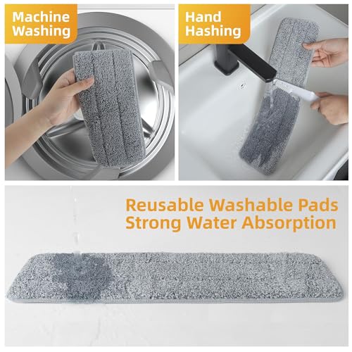 Flat Microfiber Mop for Floor Cleaning, 23.6 Inch Extra-Wide Aluminum Base Mop with Adjustable Handle, 360° Swivel Dry & Wet Mop with 4 Washable Reusable Pads – LJGG - size: 23.6 INCH