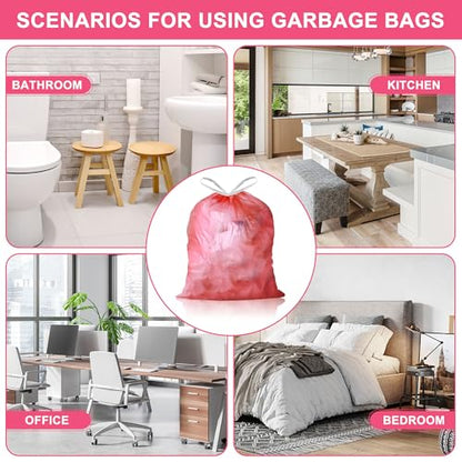 4 Gallon Trash Bags Drawstring 100 Count, JUKFITA Extra Strong Small Garbage Bags, Unscented Trash Can Liners for Bathroom Restroom Office Kitchen, Red - color: Red, size: 100 Count (Pack of 1)