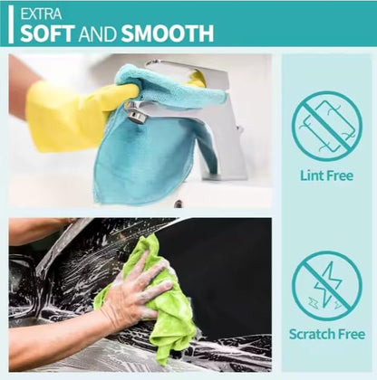 BLYN Microfiber Cleaning Cloths (24 Pack, Multicolors) – Ultra Absorbent, Streak-Free, Reusable Towels for Cleaning Kitchen, Car, Glass, Windows & Household Surfaces (30x30 inches)