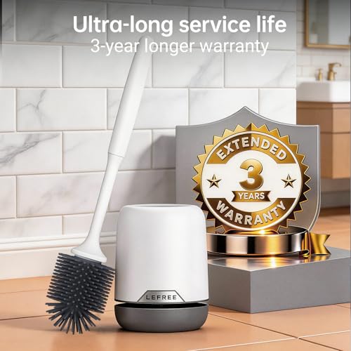Lefree 2 Pack Silicone Toilet Brush Set with Ventilated Holder, Floor Standing & Wall Mounted Toilet Scrubber - color: Gray, size: 2 Pack