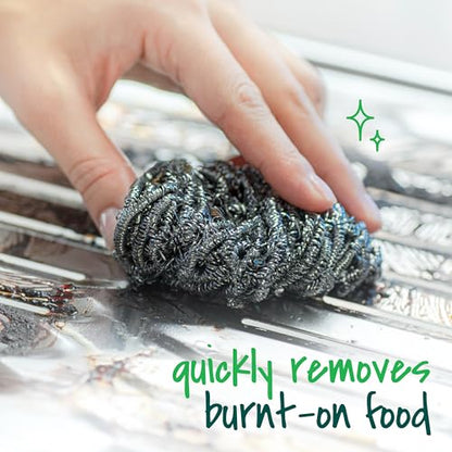 Scotch-Brite Stainless Steel Scrubbers, Ideal for Uncoated Cookware, 16 Scrubbers