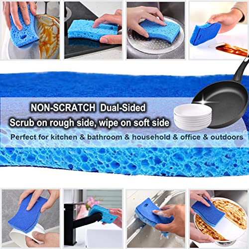 METUUTER 12-Count Scrub Sponges Kitchen Sponge Heavy Duty, Cellulose Sponges with Scouring Pads Dual-Sided for Kitchen and Household Use (S-Multi) - color: S-multi