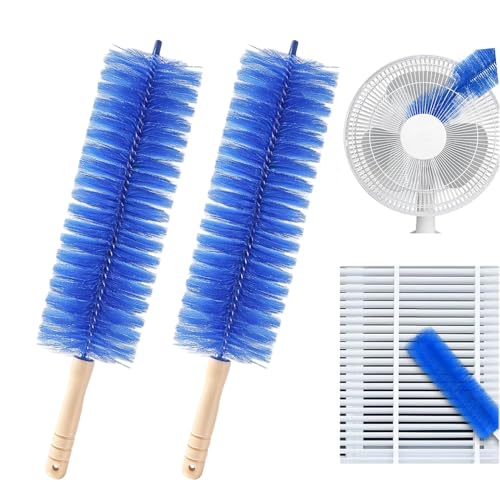 Fan Cleaning Brush, Microfiber Duster for Electric Fan and Blind, Reusable Cobweb Dust Collector, Non-Disassembly Cleaning (Blue, 2 PCS) - color: Blue , 2 Pcs