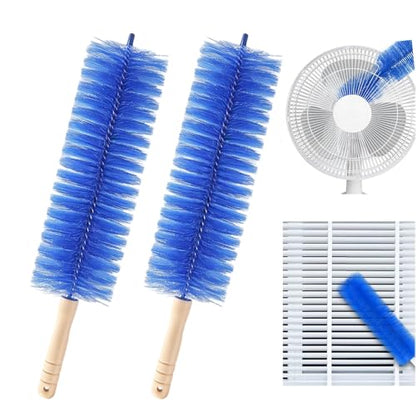 Fan Cleaning Brush, Microfiber Duster for Electric Fan and Blind, Reusable Cobweb Dust Collector, Non-Disassembly Cleaning (Blue, 2 PCS) - color: Blue , 2 Pcs