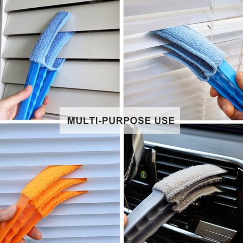 3 Pack Microfiber Feather Duster with 6 Microfiber Sleeves, Window Blind Cleaner, Blind Duster, Blinds Cleaning Tools