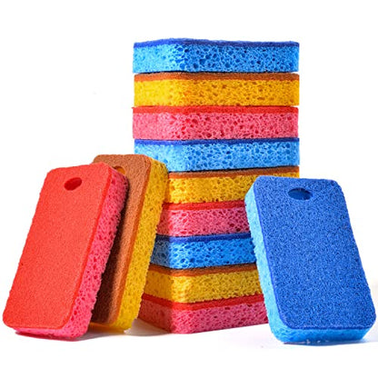 METUUTER 12-Count Scrub Sponges Kitchen Sponge Heavy Duty, Cellulose Sponges with Scouring Pads Dual-Sided for Kitchen and Household Use (Square-Multi) - color: Square-multi