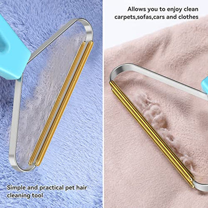 Carpet Rake, Lint Remover, Pet Hair Remover for Dog Cat Fur & Carpets | Portable Lint Brush Shaver, Pet Hair Removal Tool, Works on Car Mat Couch Pet Bed Furniture Rug, Removes Fur Effectively - color: Sky Blue