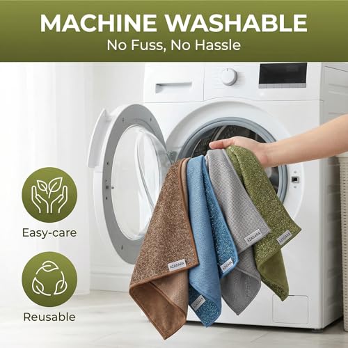 2-in-1 Scrub & Wipe Microfiber Cleaning Cloths – Non-Scratch Scrubbing Side + Soft Absorbent Side – Reusable Dual-Sided Cleaning Towels (6 Pack) - size: 6 Pack