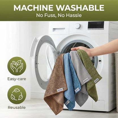 2-in-1 Scrub & Wipe Microfiber Cleaning Cloths – Non-Scratch Scrubbing Side + Soft Absorbent Side – Reusable Dual-Sided Cleaning Towels (6 Pack) - size: 6 Pack