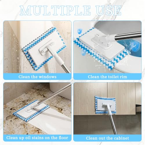 Snap Grip Mini Mop,2026 Upgraded Zero Touch Snap Grip Mini Mop,Cloth Changing MiniMop,Automatic Hands Free Push Pull Handle,Includes 1 MiniMop & 5 Reusable Cloths