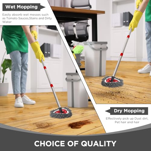 Baderke 3 Pack Chenille Mop Heads Replacements Compatible with 1 Tank System Chenille Duster Replacement Heads Microfiber Spin Mop Refill Pads Reusable Dust Refills for Floor Cleaning (Gray) - color: Gray