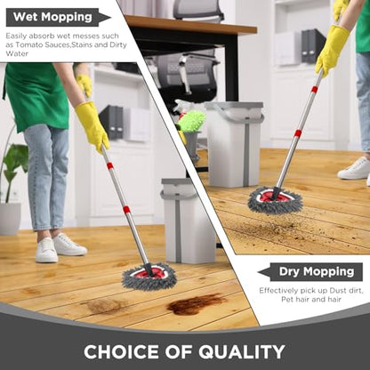 Baderke 3 Pack Chenille Mop Heads Replacements Compatible with 1 Tank System Chenille Duster Replacement Heads Microfiber Spin Mop Refill Pads Reusable Dust Refills for Floor Cleaning (Gray) - color: Gray
