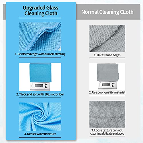Microfiber Glass Cleaning Cloth - 10 Pack Polishing Cloths, 16" x 14" Window Cleaning Towel, Streak Free, Lint Free, Great for All Delicate Surface, Glasses, Stainless Steel, Windshield. - color: Blue, size: 16" x 14"