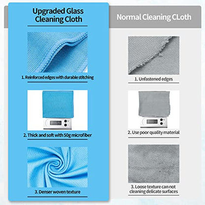 Microfiber Glass Cleaning Cloth - 10 Pack Polishing Cloths, 16" x 14" Window Cleaning Towel, Streak Free, Lint Free, Great for All Delicate Surface, Glasses, Stainless Steel, Windshield. - color: Blue, size: 16" x 14"