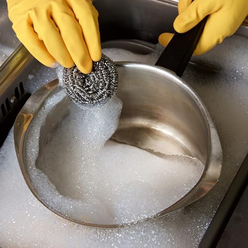MARIGOLD Scrunchie Stainless Steel Scourer, 12 Packs of 3 Scourers, Grey, 11.6 x 4 x 22.5 cm