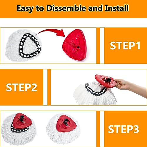 8-Pack Spin Mop Replacement Heads, 100% Microfiber Spin Mop Refills Heads for Easy Wring, 360°Micro Replacement Mop Head for Easy House Cleaning Floor Mopping - (White) - size: 8Pack