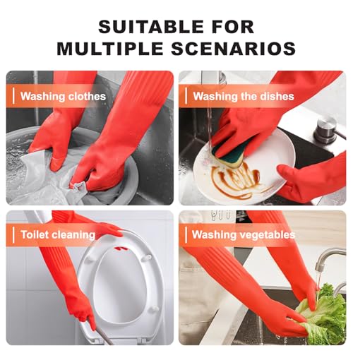 North Tower Rubber Gloves Kitchen Cleaning For Washing Dishing Kithchen, warmming Heat Resistant Dishwashing Gloves,18",2 Pairs Medium - size: Medium（45cm）