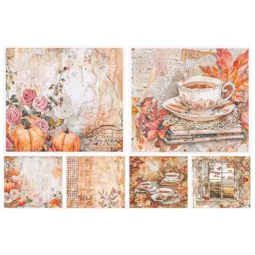 Fall Swedish Dishcloths for Kitchen, 6 Pack Vintage Reusable Cellulose Sponge Paper Towels Washable, Absorbent Fast Drying Swedish Dish Cloth for Home Cleaning - style: Vintage Fall