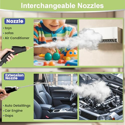 Steam Cleaner, 15s Heat-Up,1.4L Tank,Steamer for Cleaning with 14-Piece Accessories, 3 Steam Levels, chemical-free Cleaning Tile, Grout, Dirt, Grease & Car (white＆green) - color: white＆green