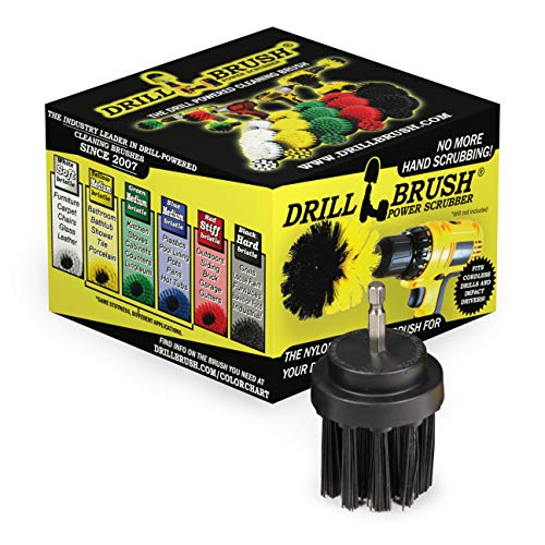 2in Long Black Ultra Stiff BBQ Grill Brush - Nylon Bristle Electric Spin Scrubber Drill Set - Spin Brush Rust Remover - BBQ Accessories - Essential Cleaning Supplies for Safe & Efficient Scrubbing - color: Black