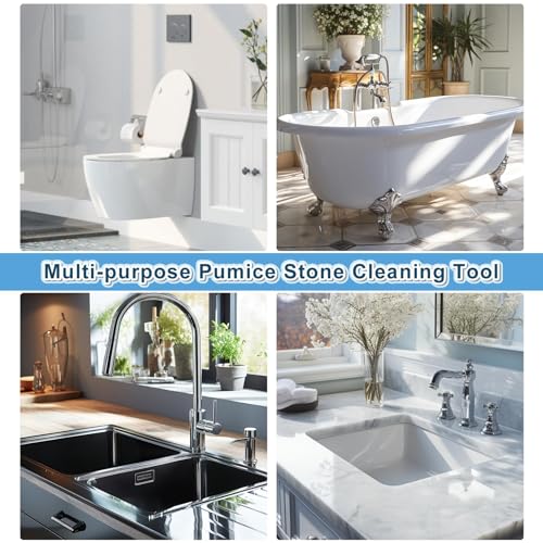 Pumice Stone Toilet Bowl Cleaner,16.7Inch Toilet Pumice Stone with Handle Cleans Hard Water Ring Calcium Buildup&Stains for Toilet Bath Kitchen Household Cleaning (Grey) - color: Gray