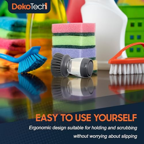 Soap Dispensing Dish Brush, Heavy Duty Kitchen Scrubber with Non-Scratch Nylon Bristles, Ergonomic Handle & Liquid Soap Dispenser for Cleaning Dishes, Pots, Pans, Sinks