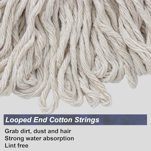 EaseYourDay Cotton String Screw on Mop Replacement Head Compatible with All Standard US Threading Pole (Acme 3/4 inch Thread) - 2 PCS